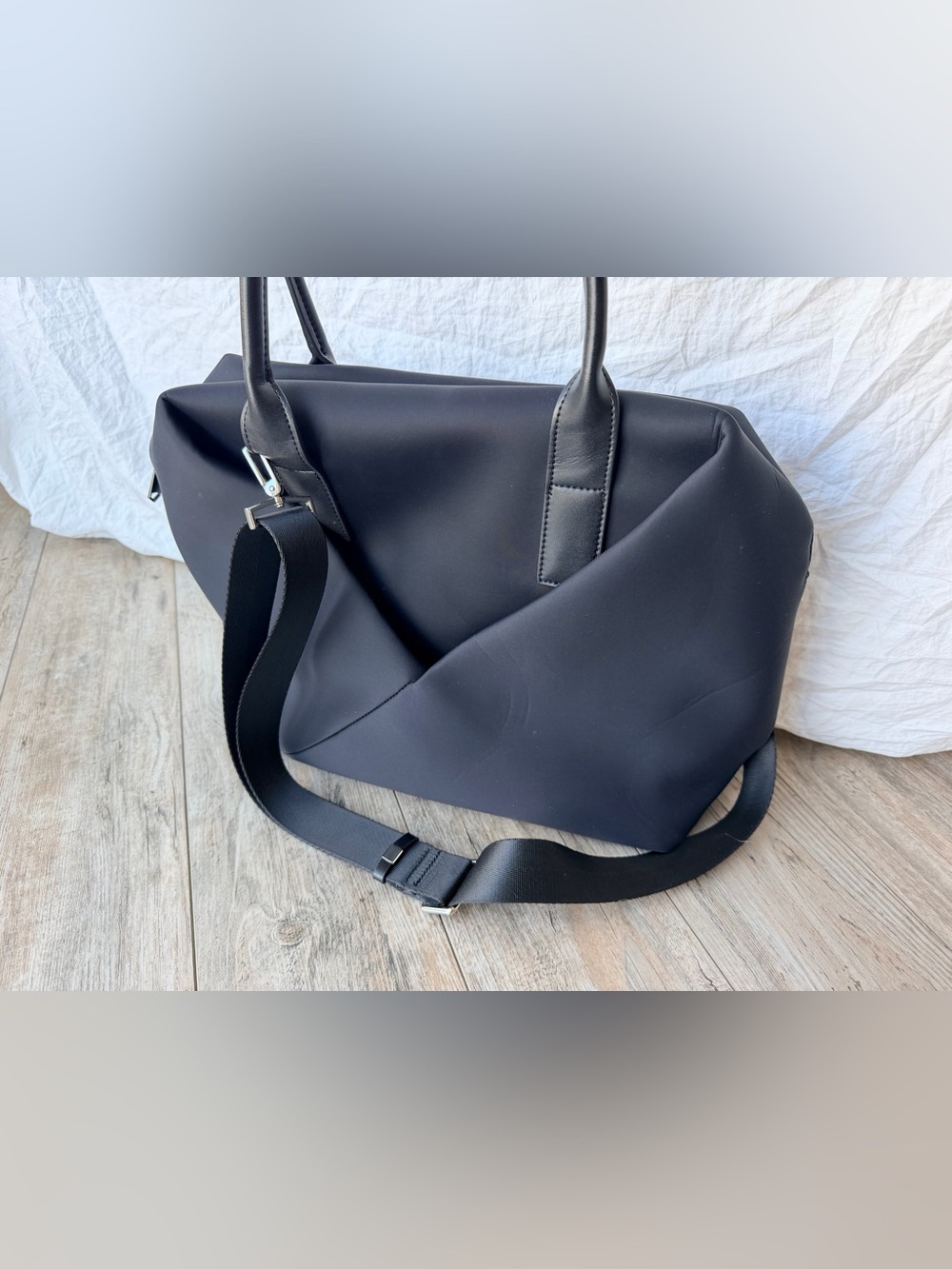 Lux & Nyx Large Origami Black Travel Overnight Everyday Tote Bag V Fold